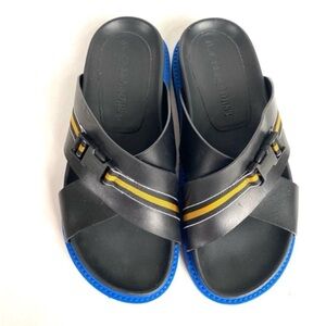 A.F. Vandevorst Leather Slides 8.5 Black Blue